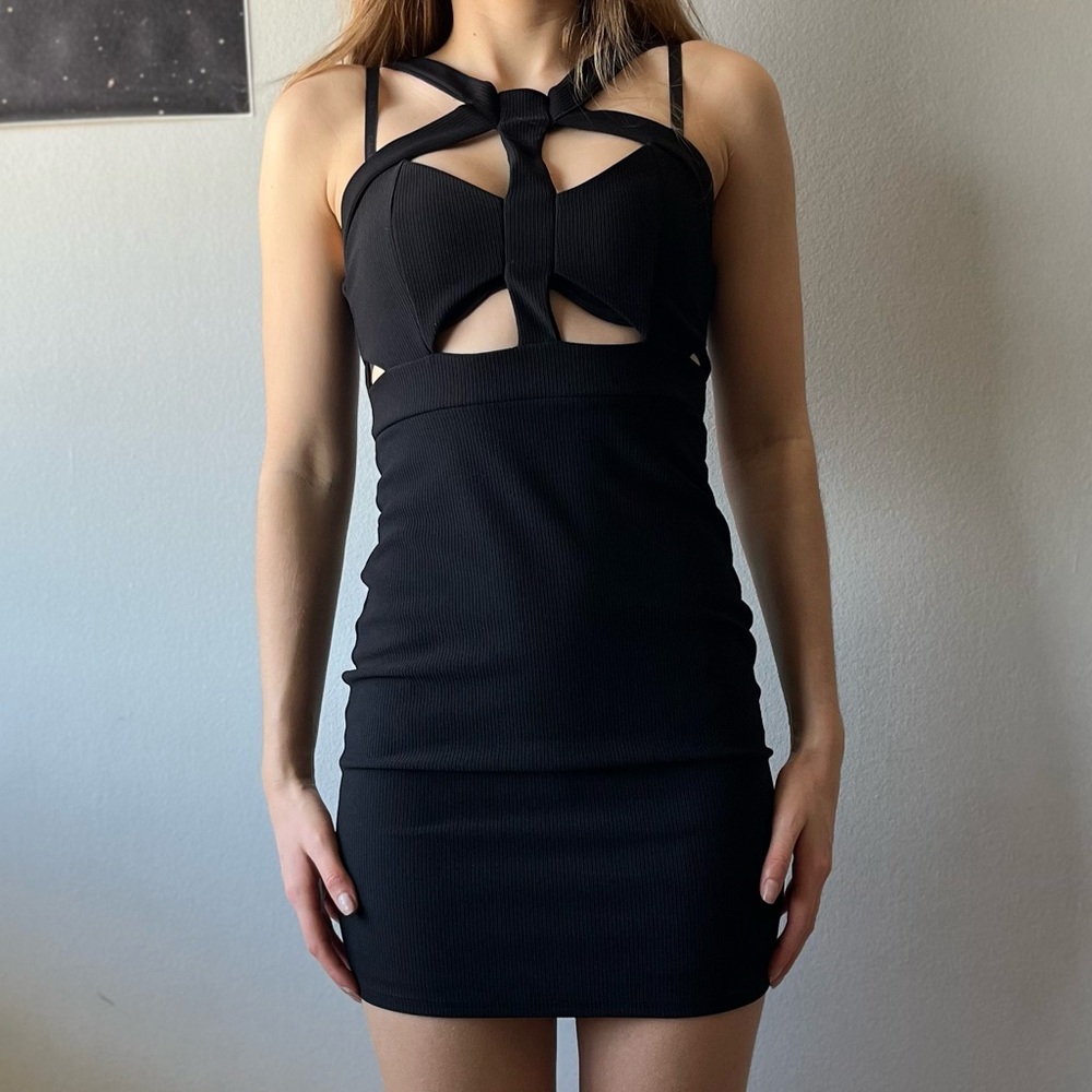Black Strappy Cutout Bodycon Dress